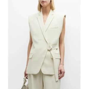 IRO Paris Blazer Vest Womens Size 38 Ivory Cream Dumela Belted‎ Sleeveless Crepe